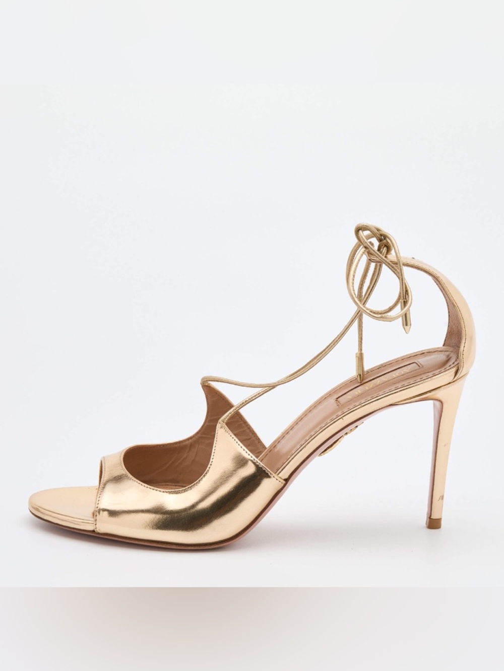 Aquazzura Metallic Gold Strappy High Heel 39
